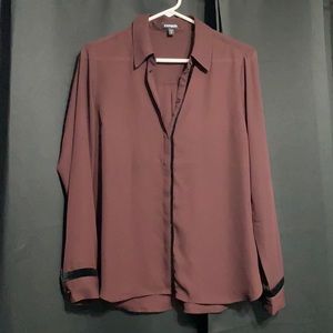 Express Burgundy Portofino Blouse